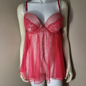 Victoria's Secret Lace Redish pink Sz 36D